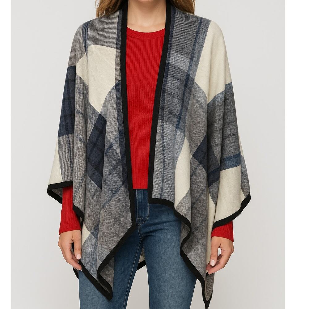 Attention One Size Blanket Wrap Gray White Black 100% Acrylic
